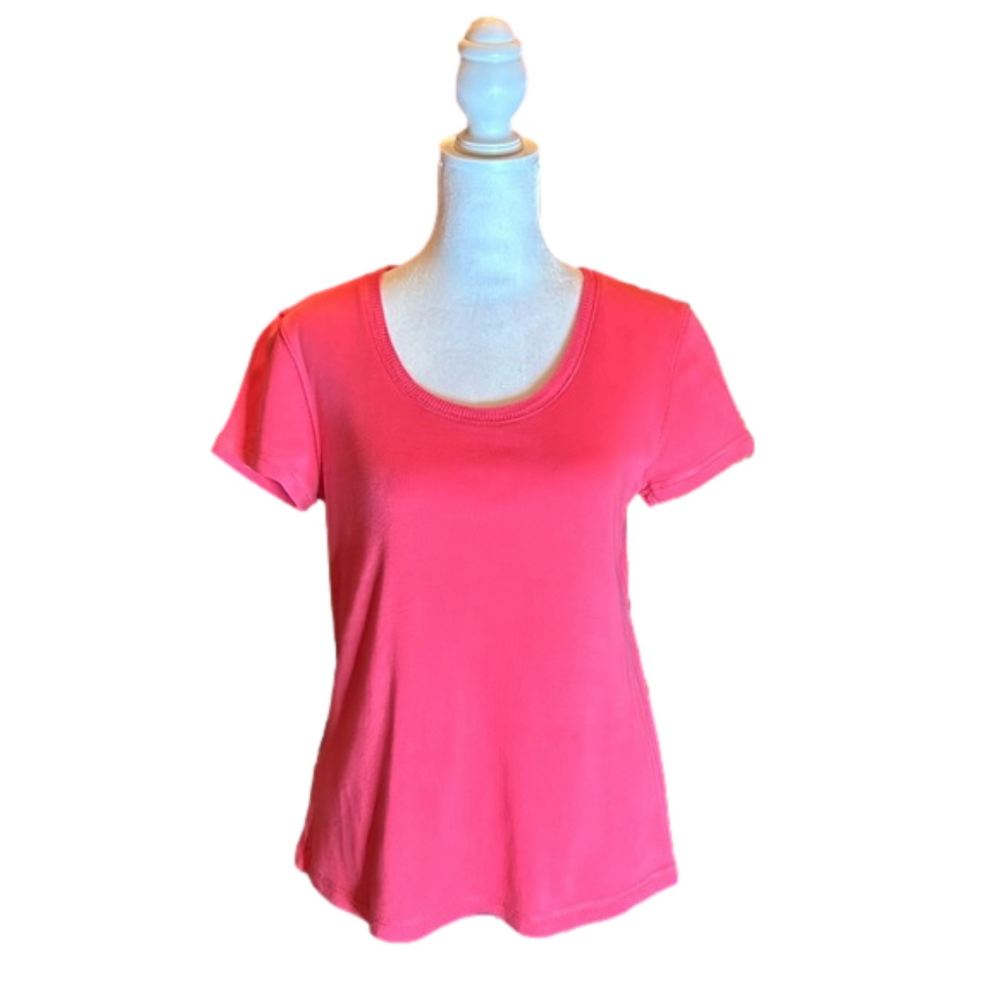 CHRISTOPHER & BANKS Coral Pink “Find Your Fit” Shaped Fit Tee-Shirt Size S
